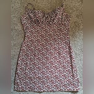 Vintage La Belle 90s Y2K Red Black White Floral Dress Juniors Size 9